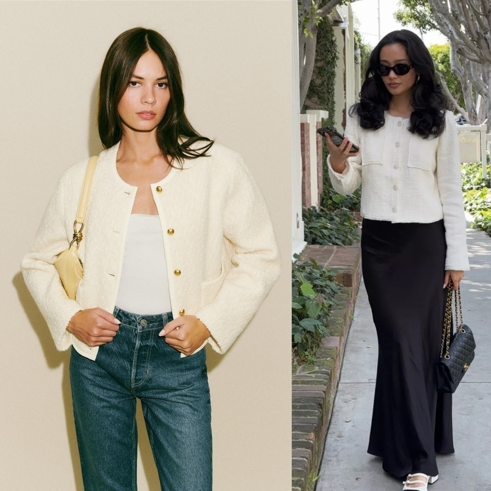 REFORMATION Dale Wool Ivory Jacket XL